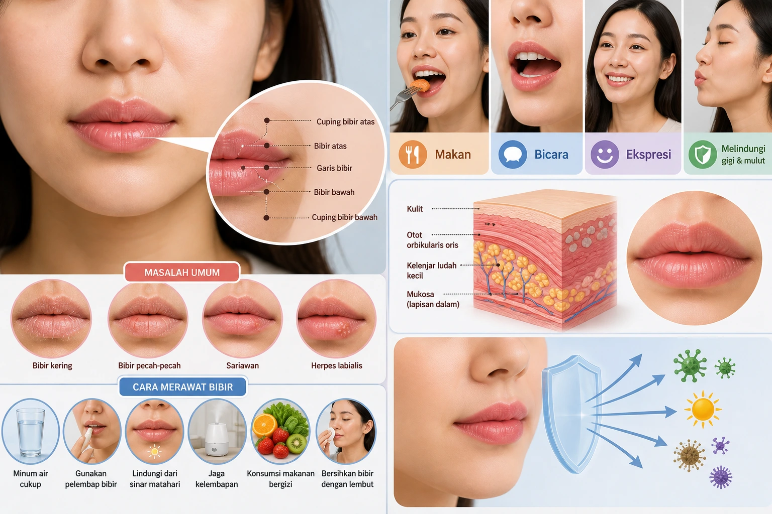 Fungsi Bibir bagi Tubuh Makan, Bicara, & Ekspresi